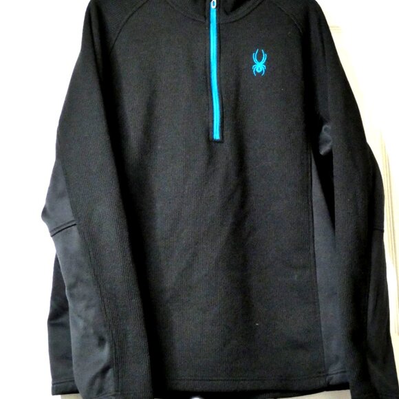 Spyder Jacket Size XXL Black 1/3 Zipper Logo Heavyweight Waffle Active Sports - Picture 2 of 10